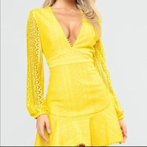 Fashion, nova size, small yellow dress, mini long sleeve